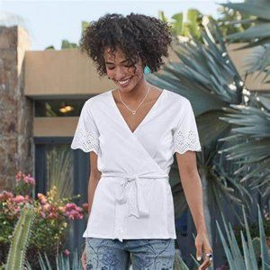Sundance White Summer Breeze Wrap Top Size M